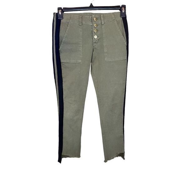 Pam & Gela Double Stripes Cropped Pant in Winter Moss NWOT Size 25 - Picture 2 of 5